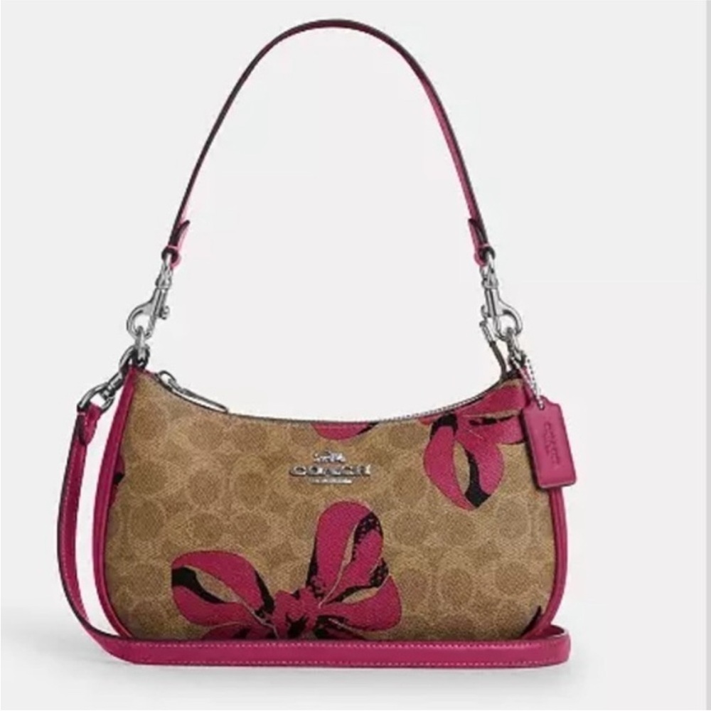 Coach Teri Shoulder Bag In Signature Canvas With Bow Print - Picture 12 of 13